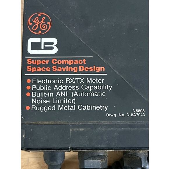 General Electric GE 3-5808A CB Radio Mobile Transceiver w/ Mic Vintage Untested - Picture 7 of 7